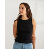 Black Flower Tank Top