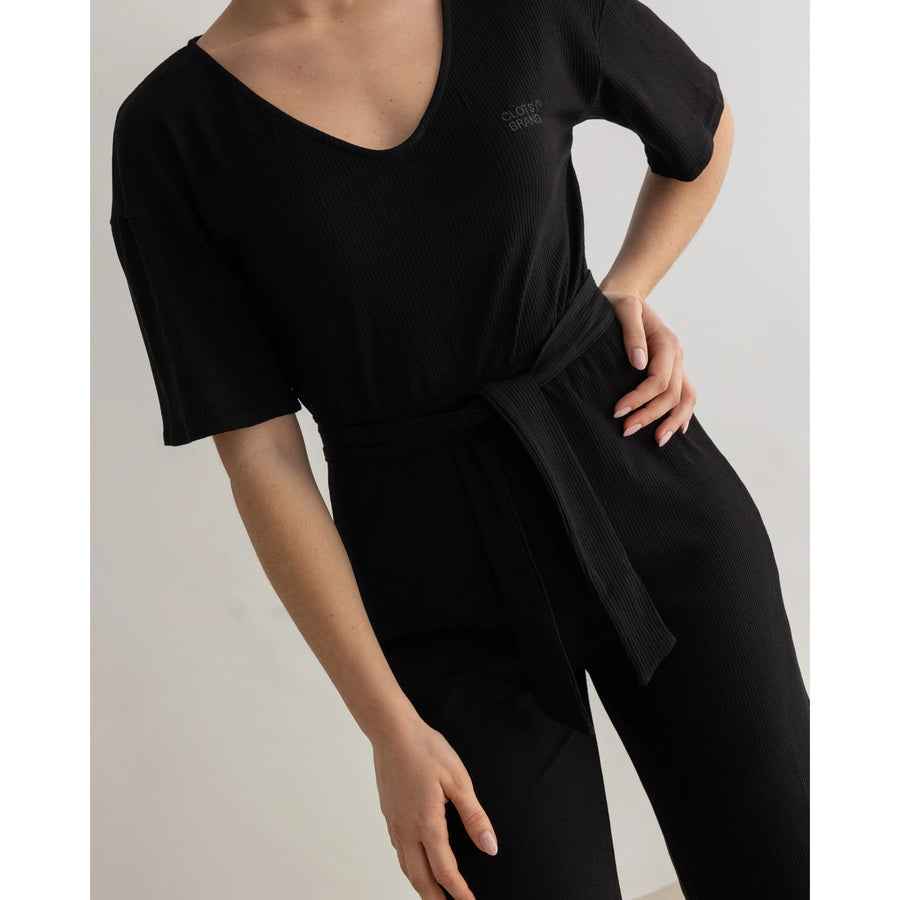 Black Ribbed Jumpsuit 