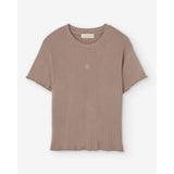 Mokkafarbenes geripptes T-Shirt