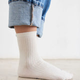 Ribbed Cream Sock
