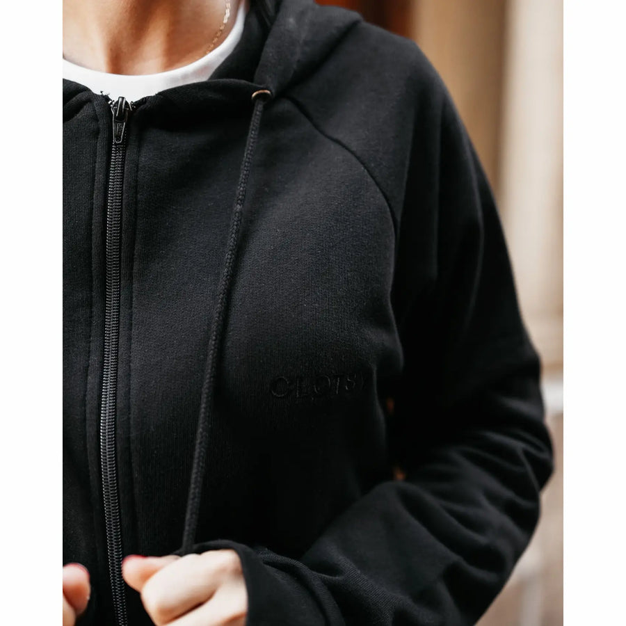 Schwarzes Sweatshirt mit Reißverschluss • Unisex